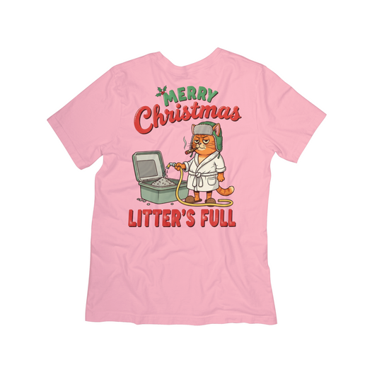 “Litter’s Full” Funny Cat Christmas Tee