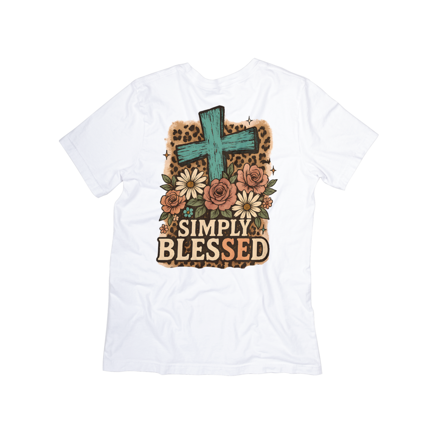 Simply Blessed Cross & Floral Christian T-Shirt