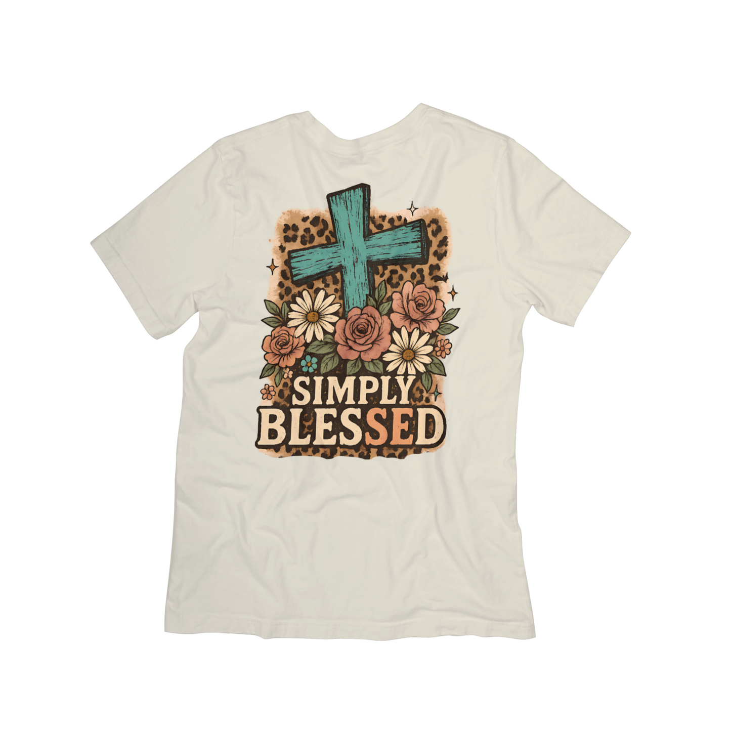 Simply Blessed Cross & Floral Christian T-Shirt