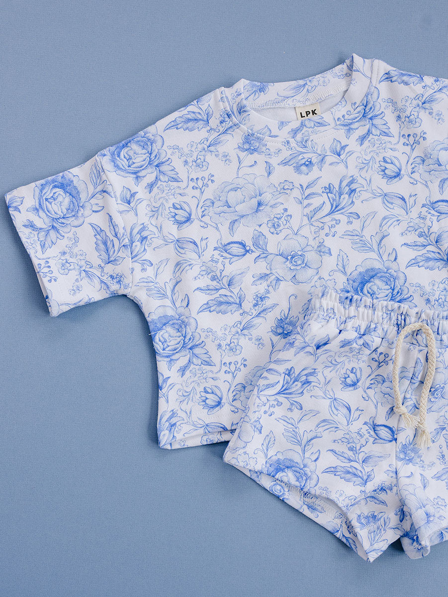 Shorts Set | Blue Flowers