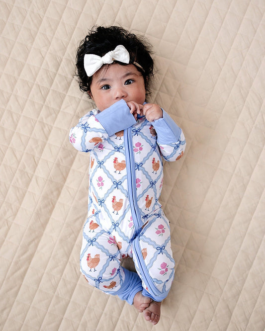 Bamboo Zip Romper | Chickens & Flowers