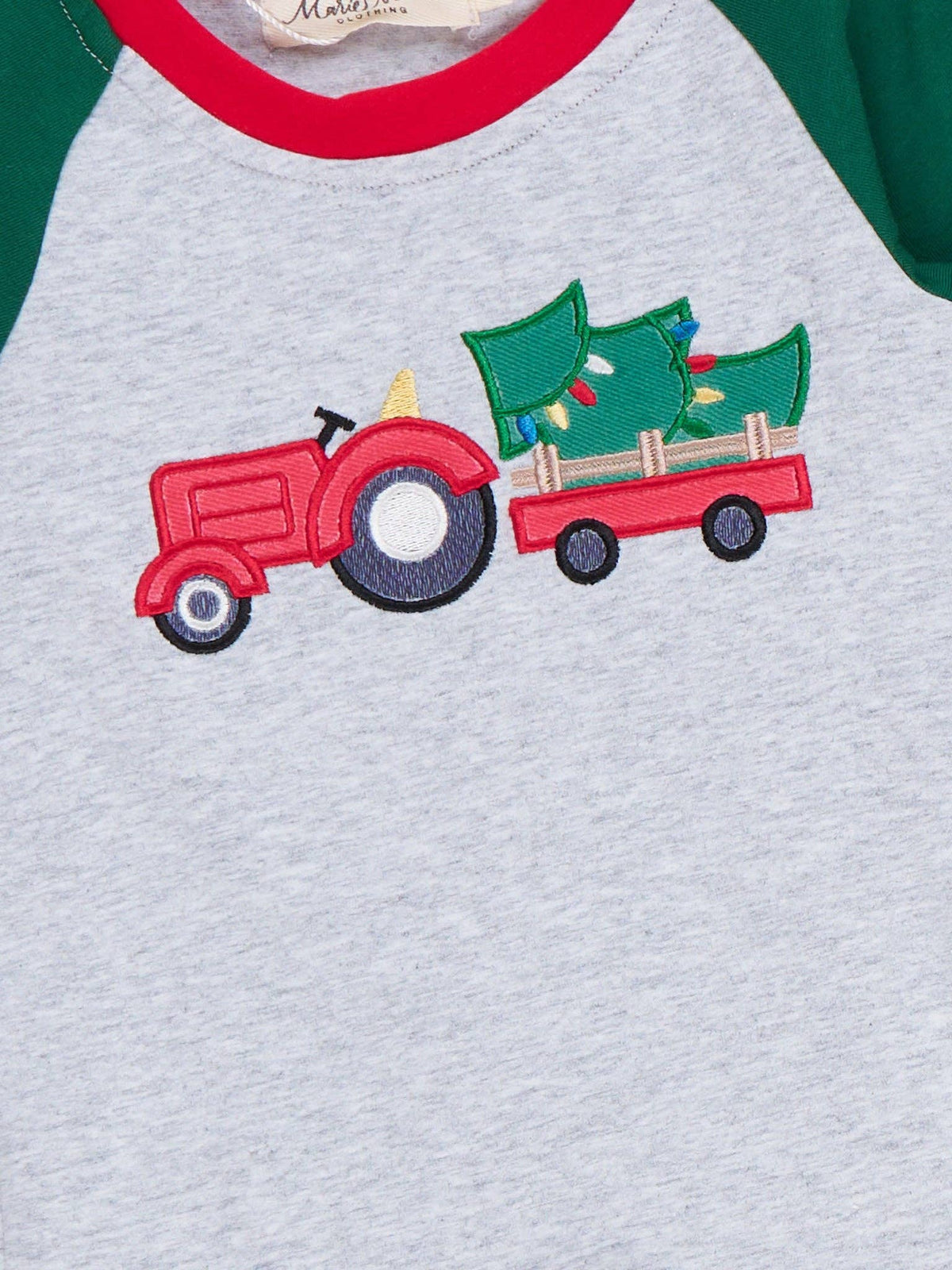 Christmas Tree Tractor Applique Raglan Romper