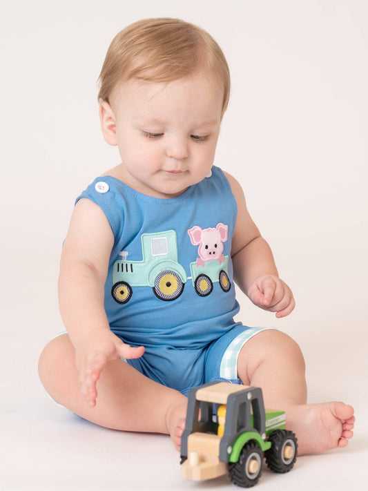 Tractor Tots Embroidered Bubble Romper