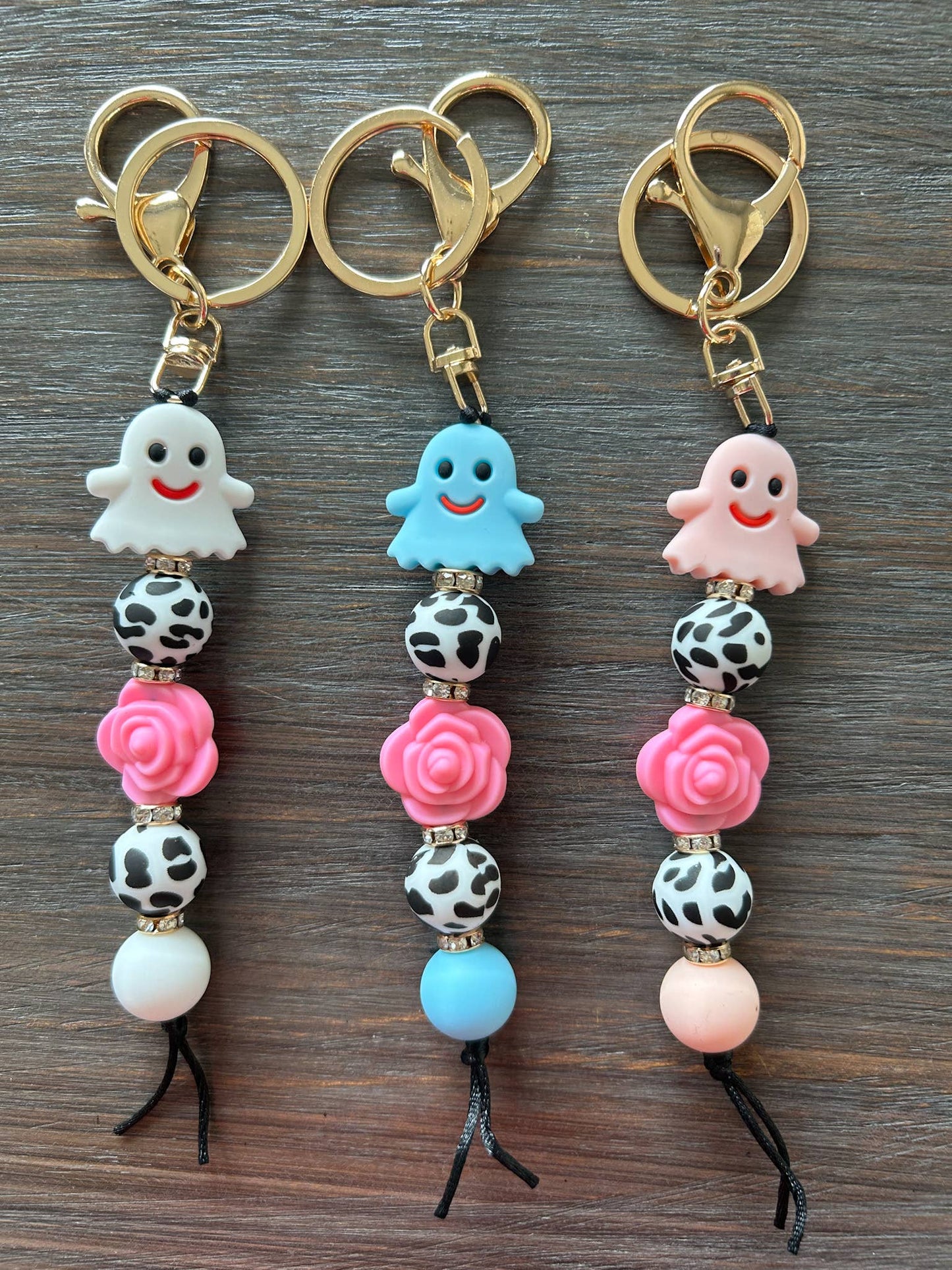 Cute Ghost Silicone Bead Keychain