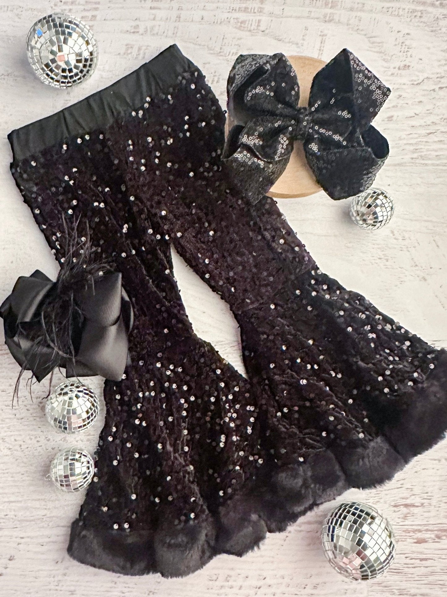 Black Sequin Bell Bottoms