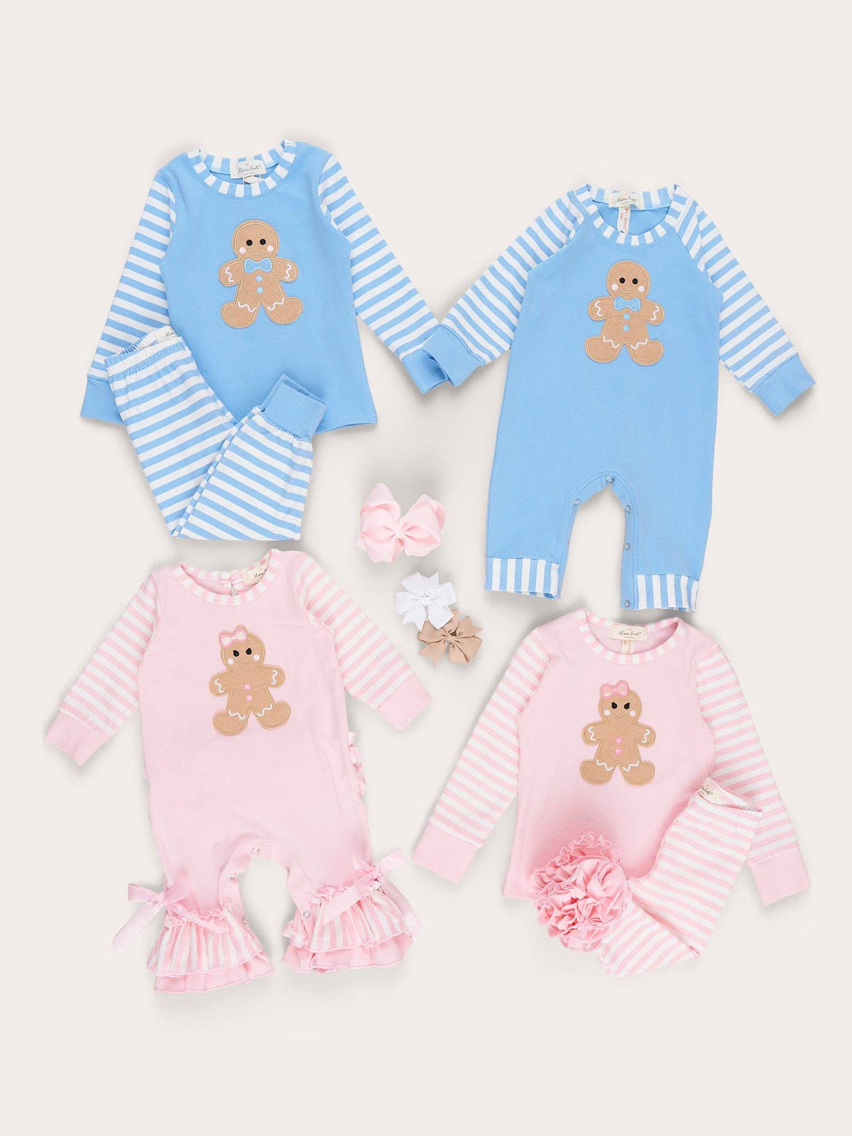 Christmas Gingerbread Romper Pajamas - Pink