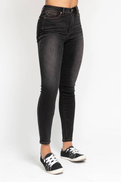Judy Blue - High-Waist Tummy Control Black Wash Skinny Jeans