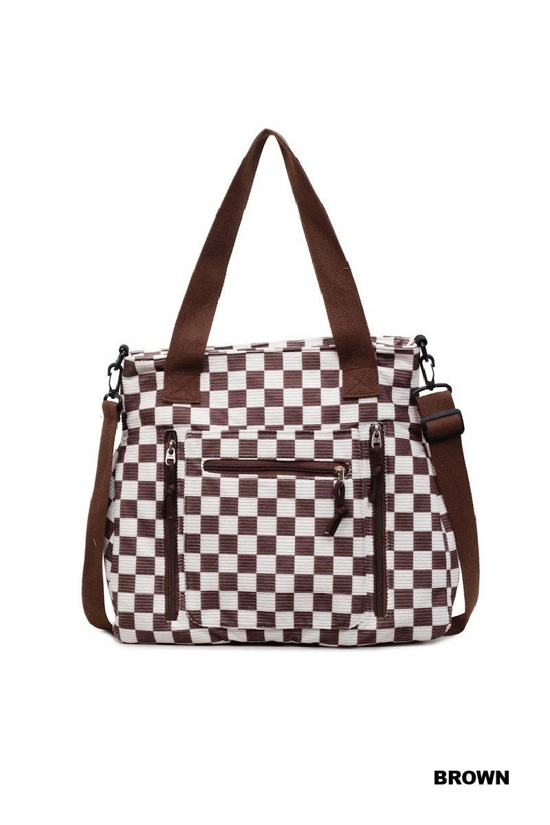 Checkmate Carry All Corduroy Tote Bag