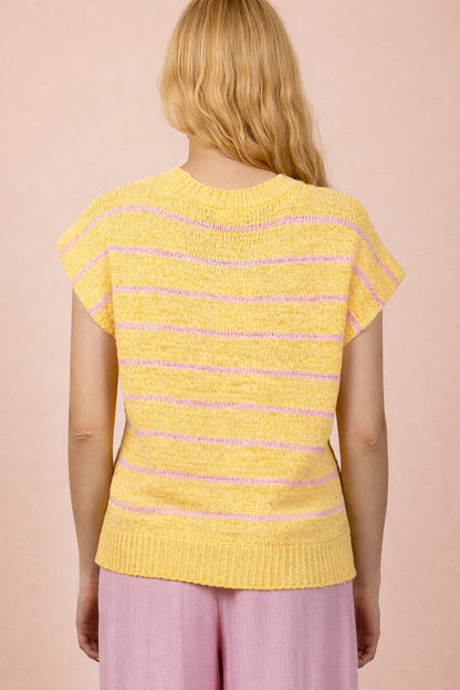 Striped Knit Sweater Vest Top