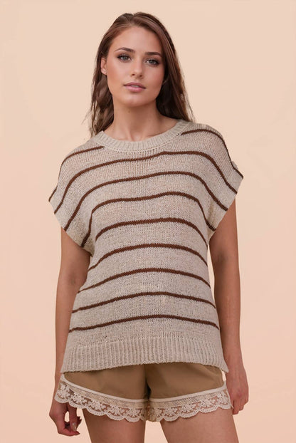 Striped Knit Sweater Vest Top