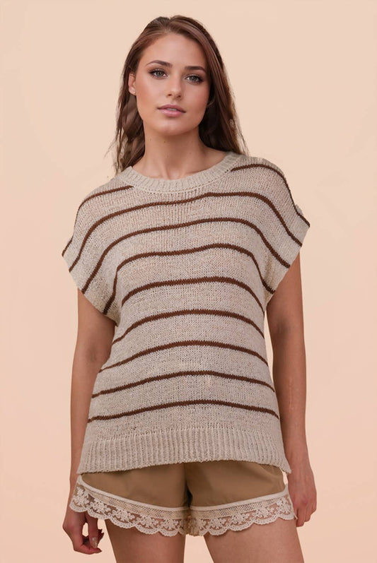 Striped Knit Sweater Vest Top