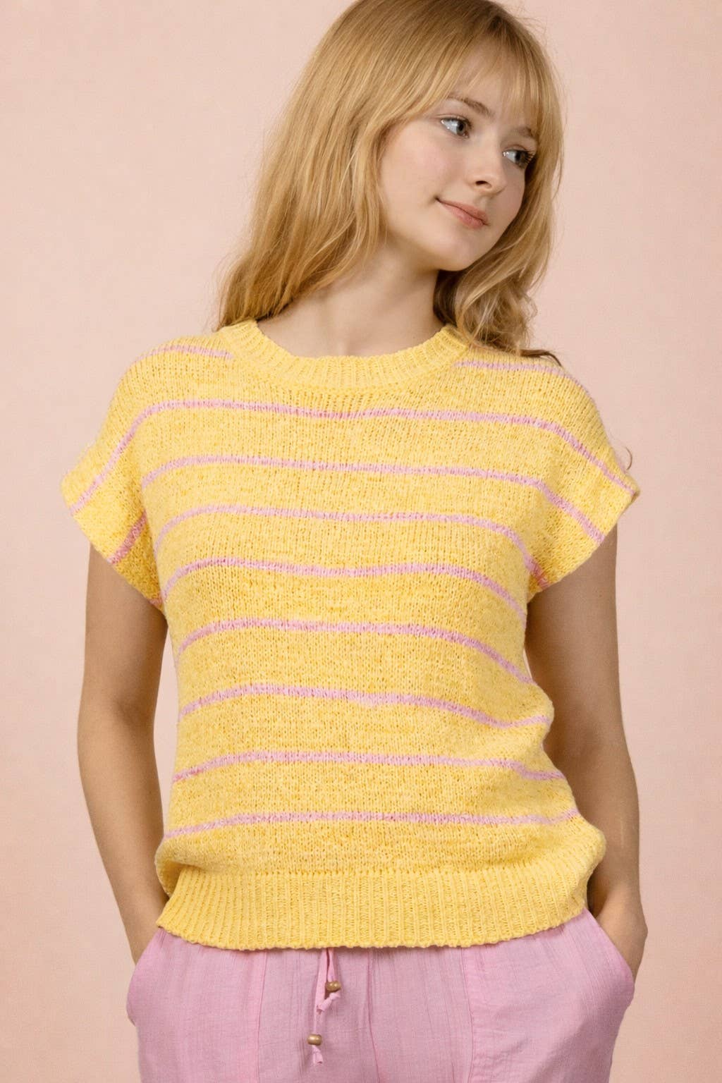 Striped Knit Sweater Vest Top