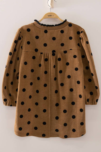 Polka Dot Puff Sleeve Top