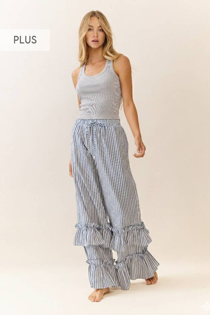 Plus Striped Pull-on Maxi Pants