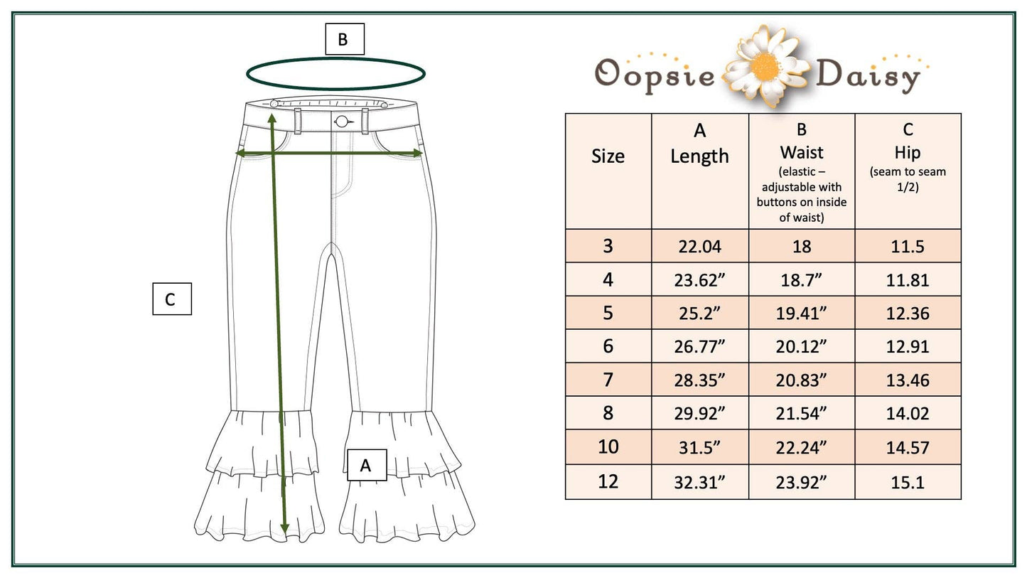 Kids Winter White Camo Denim Double Ruffle Jeans Pants