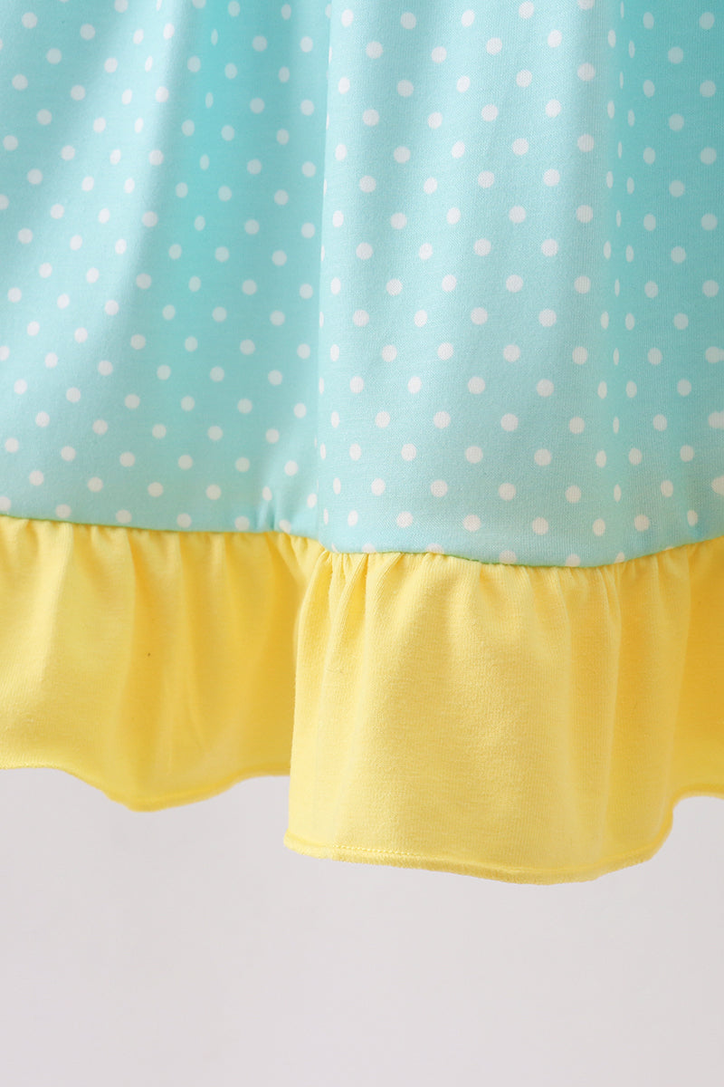 Summer lemon smocked ruffle dress