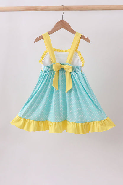 Summer lemon smocked ruffle dress