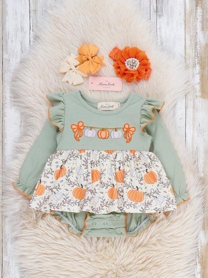 Pumpkin Patch Embroidered Bubble Romper
