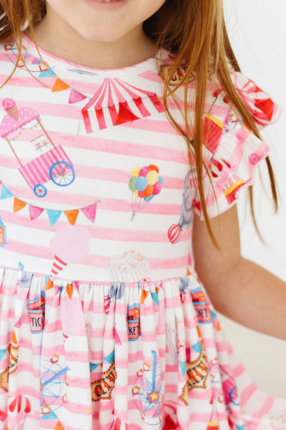 SALE Off to the Circus Flutter Sleeve Twirl Dress