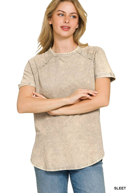 French Terry Washed Curved Hem Top