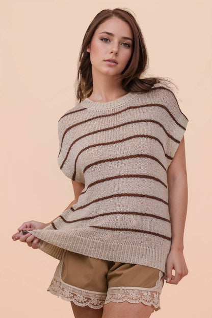 Striped Knit Sweater Vest Top