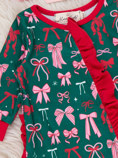 Merry Bows Ruffle Sleeper Pajamas
