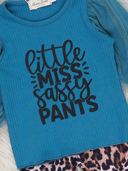 Blue & Leopard Sassy Pants Bell Bottoms Outfit