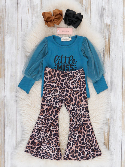 Blue & Leopard Sassy Pants Bell Bottoms Outfit