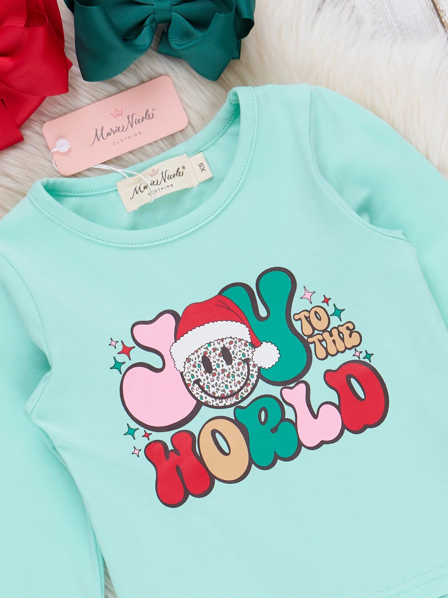 Mint "Joy" Leopard Print Bell Bottom Outfit