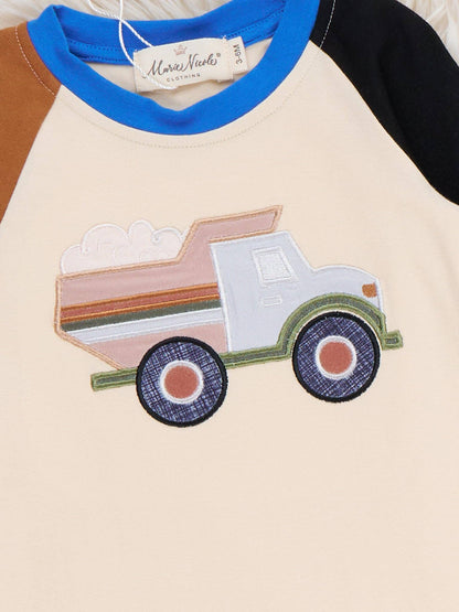 Busy Dump Truck Colorblock Romper