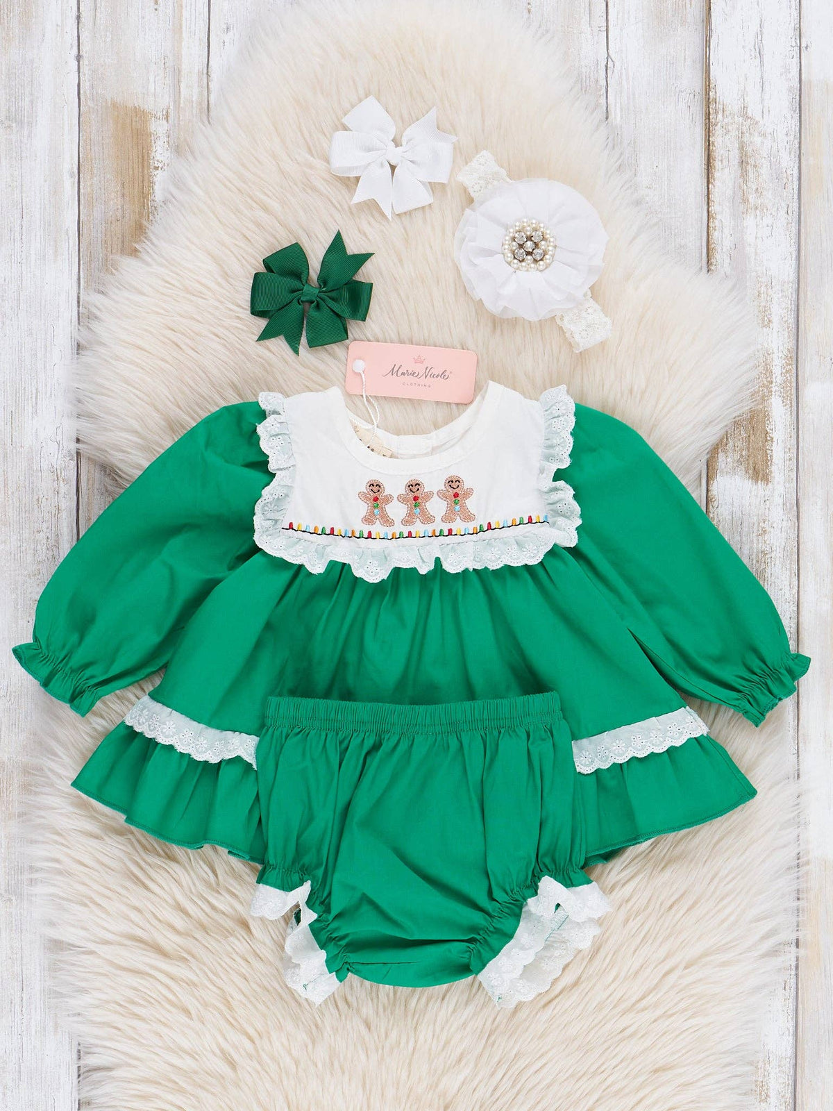 Embroidered Gingerbread Friends Bloomers Outfit