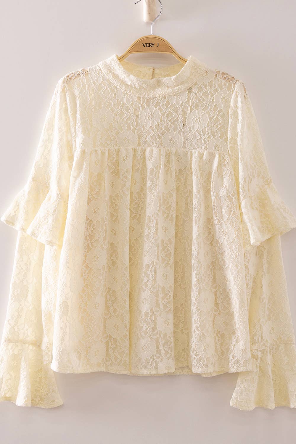 Lace Babydoll Mock Neck Top