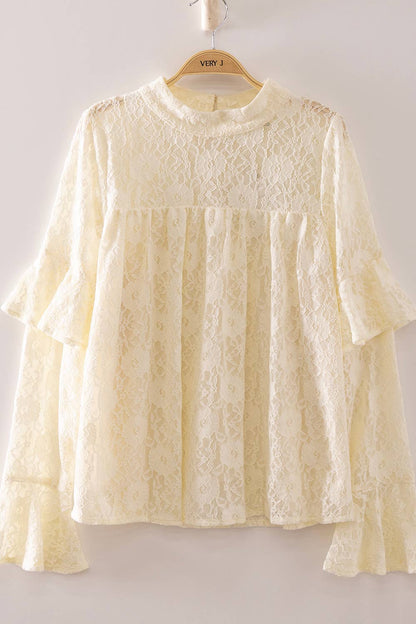 Lace Babydoll Mock Neck Top