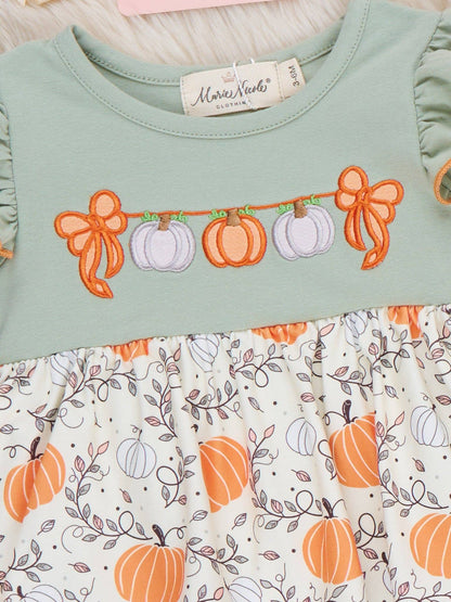 Pumpkin Patch Embroidered Bubble Romper