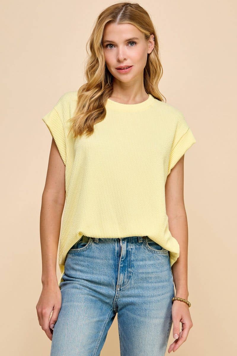Solid Knit Rolled Sleeve Tee