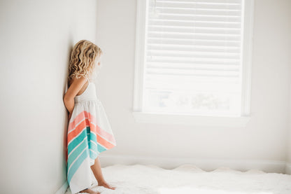 Teal Rainbow Hi Lo Frills Dress