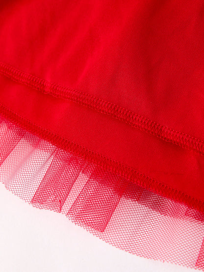 Valentine's Day Summer Red Girls' Tulle Skirt