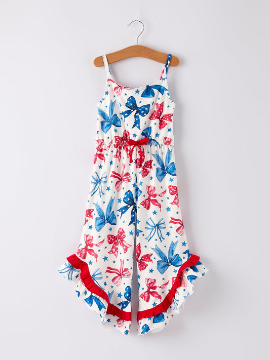 4th of july Bow Print Jumpsuit
