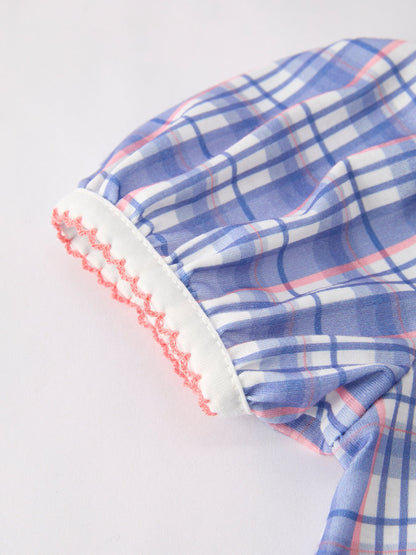 BACK TO SCHOOL Pocket Applique Check Girls Dress