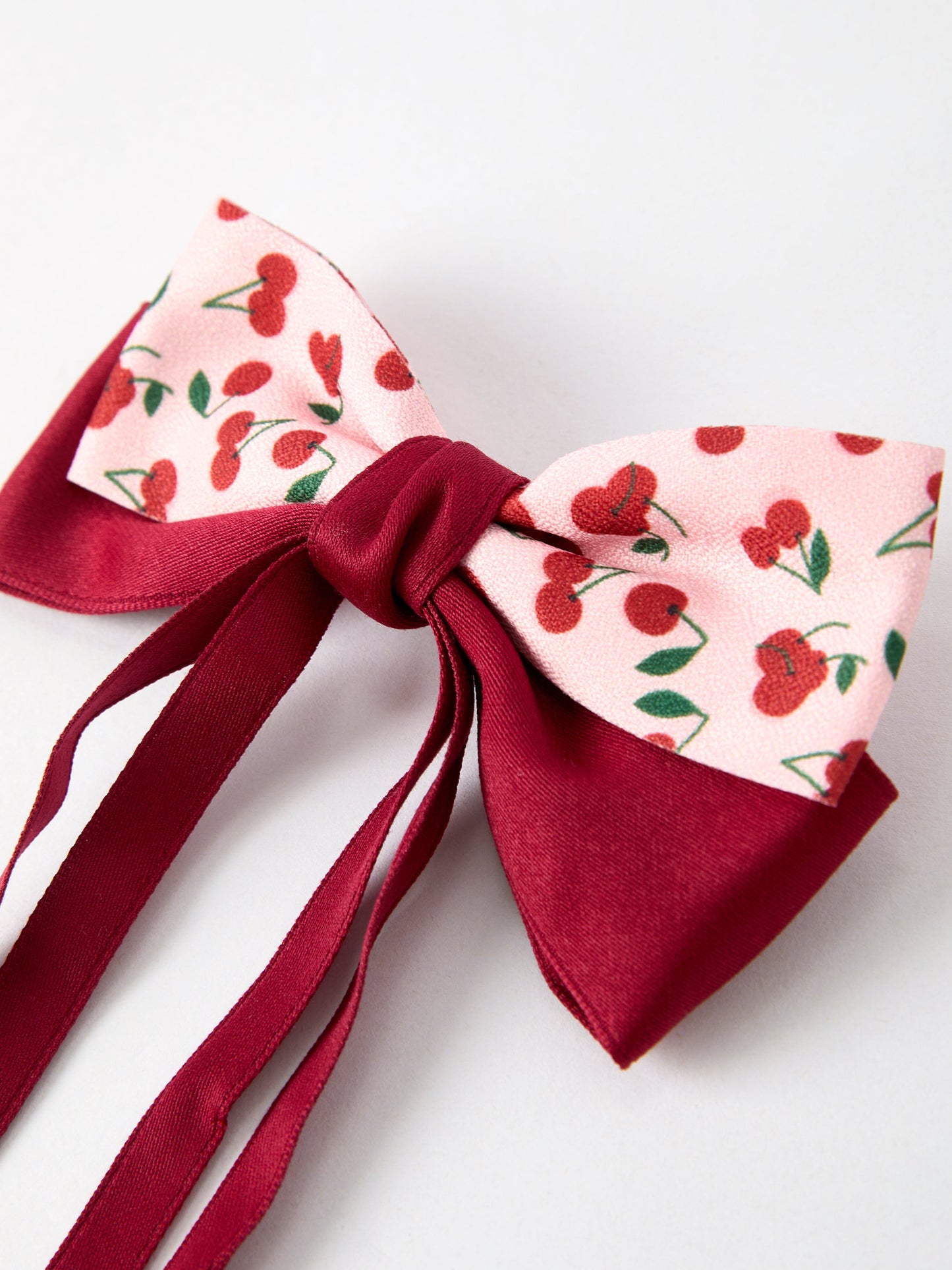 Cherry Bow Ribbon 4.5 Inch Hairpin