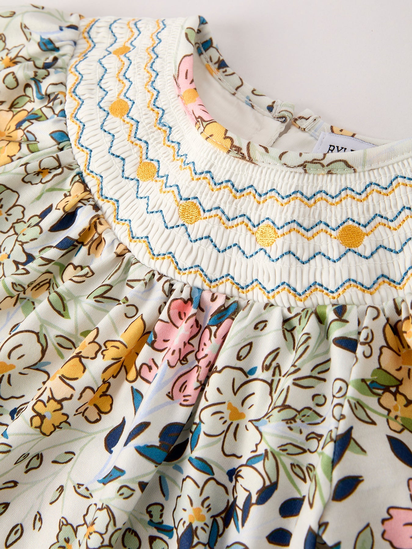 Fall  Embroidery Smocking Bow Floral Leaf Baby Girls Romper