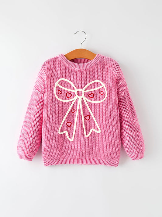 Valentine's Day Pink Baby Bow Sweater Cardigan