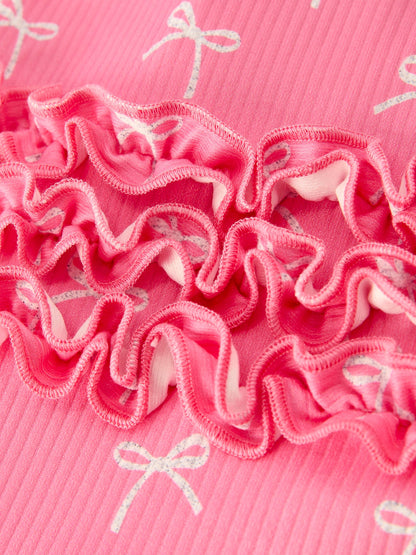 Christmas Bow Pink Romper with Hat: Sweet and Stylish Baby Outfit