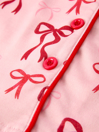 Bow Girls Pajama Set with Furry Trim