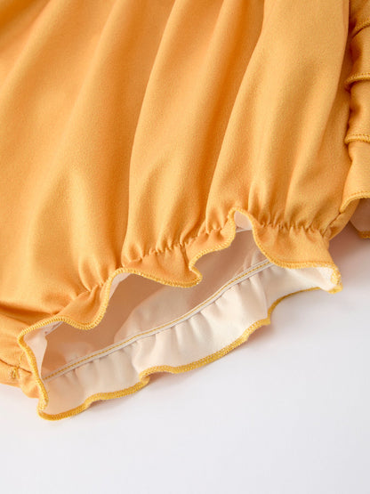 Fall Floral Print Baby Girls Long Sleeve Top with Ruffle Bloomers Set