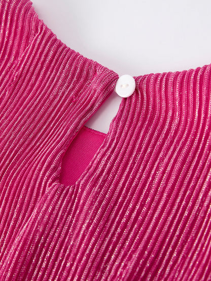 Girls Pink Bow Print Short Sleeve Dress