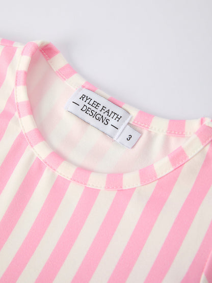 Valentine's Day Three-Piece Solid Red, Pink, Striped Dress