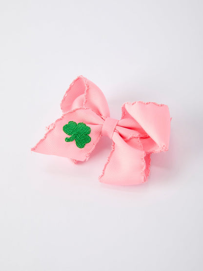 St. Patrick  Shamrock Pink Hair Bow – Lucky Girls Hair Clip