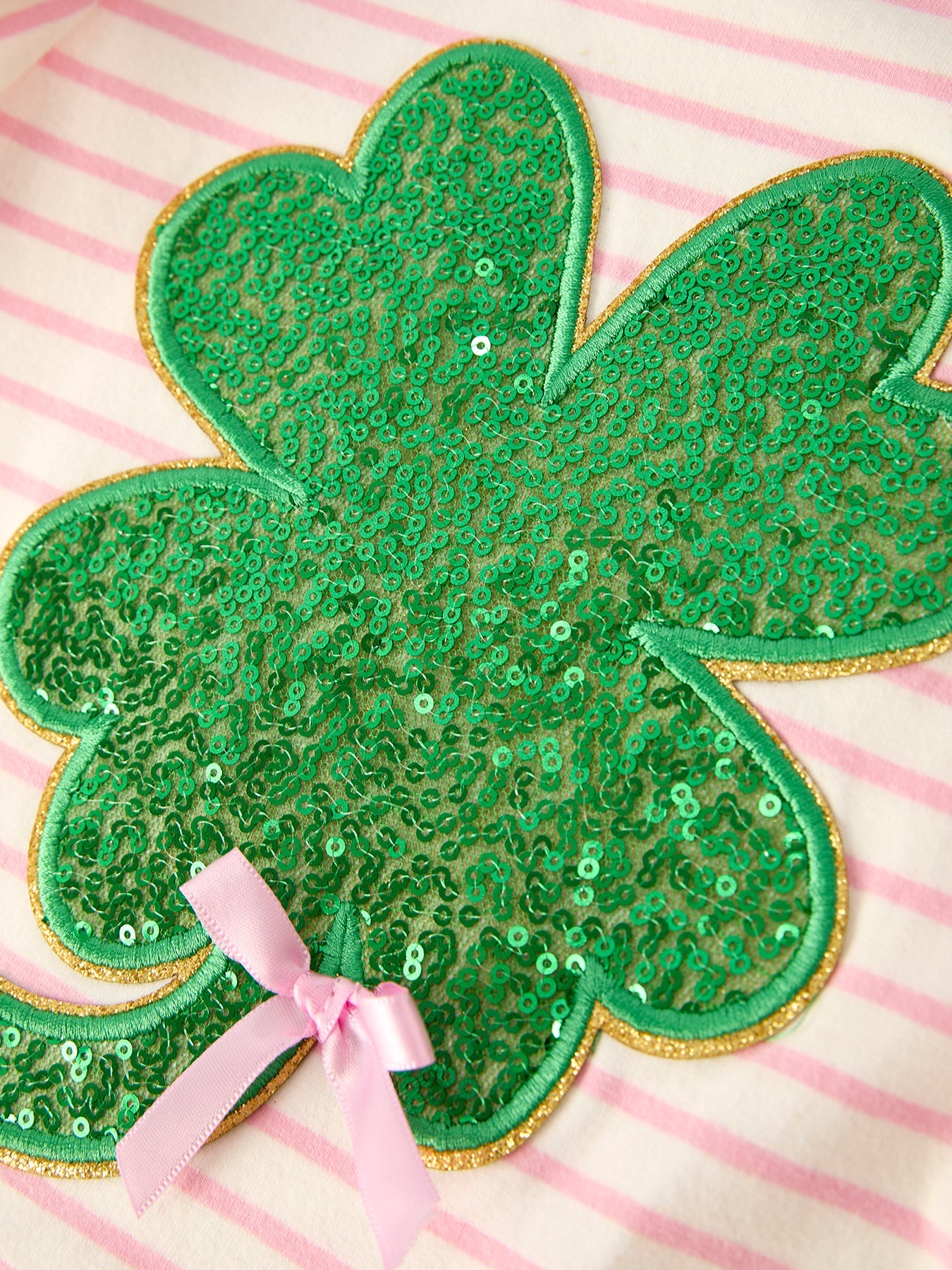 St. Patrick’s Day Stripe Top with Glitter Shamrock and Sequin Skirt Set