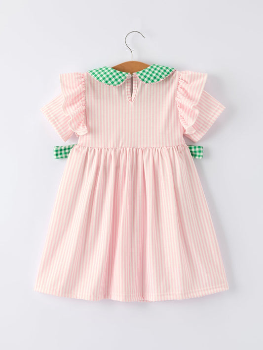 St. Patrick's Day Shamrock Girls' Striped Plaid Dress